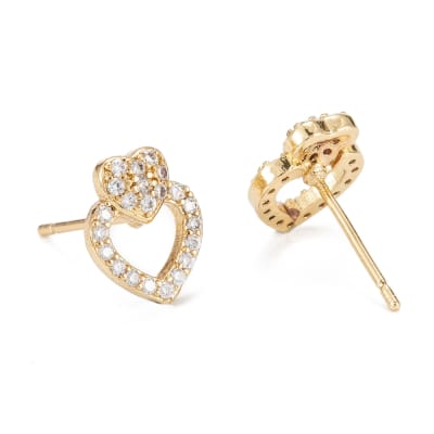 AROS LISTOS B/O CORAZON 2BLE HUECO CON ZIRCONES 11X9MM