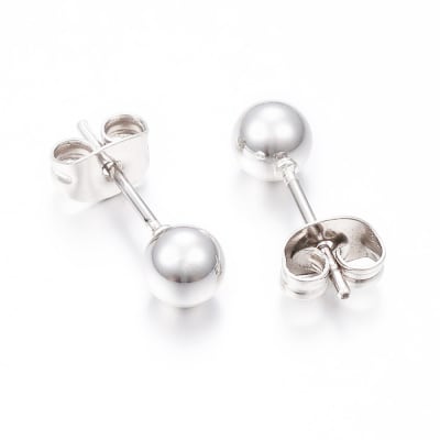PENDIENTE BAÑO DE PLATA BALIN HIPOALERGENICOS 4MM1