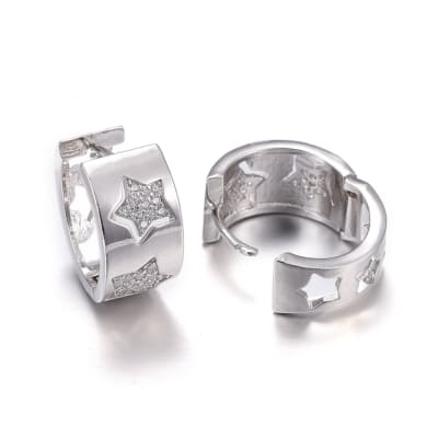 PENDIENTES B/PLATINO HUGGIE CON ESTRELLA 17X9MM1