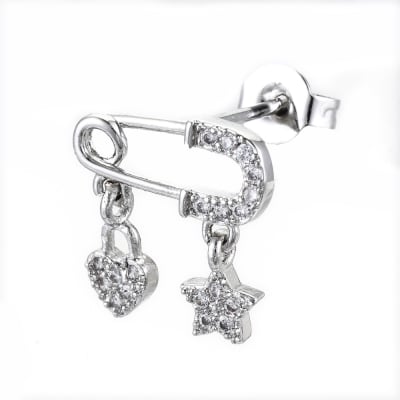 PENDIENTES B/PLATINO ALFILER CON COLGANTES 12MM