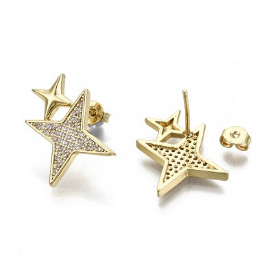 BASE DE ARO B/O DOBLE ESTRELLA CON ZIRCONES 20MM1