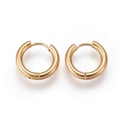 ARO LISTO ACERO INOX. ARGOLLA HUGGIE B/O 18K 16X18MM