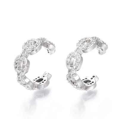 CUFF ESLABON B/PLATINO CON ZIRCONES 10X5MM1