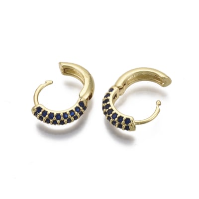 AROS LISTOS B/O HUGGIE ZIRCONES AZUL 13X16MM