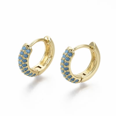 AROS LISTOS B/O HUGGIE ZIRCONES AZUL CIELO 13X16MM