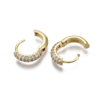 AROS LISTOS B/O HUGGIE ZIRCONES BLANCOS 13X16MM