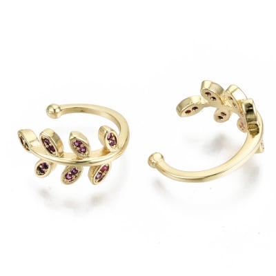 CUFF HOJAS ROJO VIOLETA ZIRCON 11MM