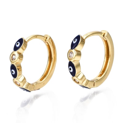 AROS LISTOS B/O HUGGIE CON OJOS ESMALTADOS AZULES 16X3MM1