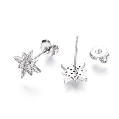 PENDIENTES B/PLATINO ESTRELLA CON ZIRCONES 9MM1