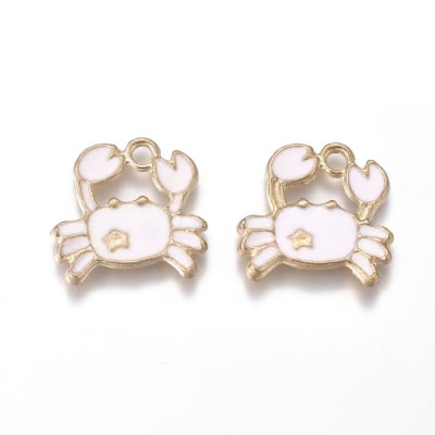 COLGANTE B/ORO CANGREJO ESMALTADO ROSA 16MM1