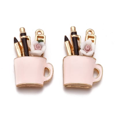 COLGANTE B/ORO TAZA DE OFICINA ESMALTADA 24X15MM
