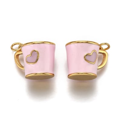 COLGANTE B/ORO TAZA CORAZON ROSA 14X17MM