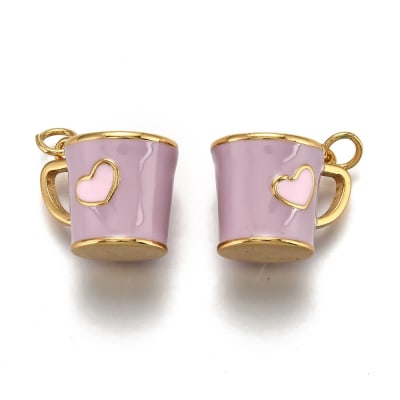 COLGANTE B/ORO TAZA CORAZON PURPURA 14X17MM