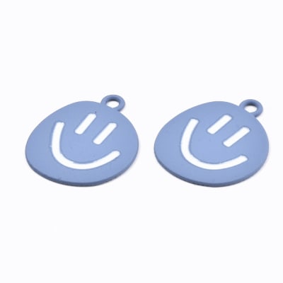COLGANTE ALEACION CARITA FELIZ AZUL 24X19MM