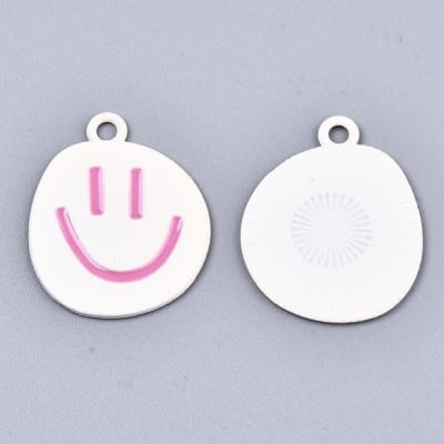 COLGANTE ALEACION CARITA FELIZ BLANCA 24X19MM