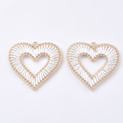 COLGANTE B/ORO CORAZON TEJIDO BLANCO1