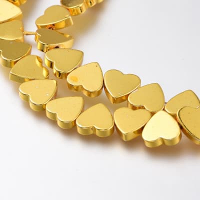 HEMATITA CON BAÑO CORAZON GOLD 8MM2