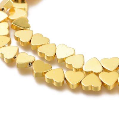 HEMATITA CON BAÑO CORAZON GOLD 6MM