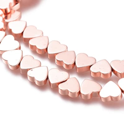 HEMATITA CON BAÑO CORAZON ROSE GOLD 6MM