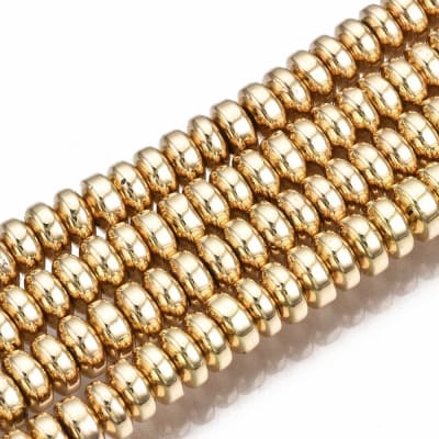 HEMATITA CON BAÑO TIPO DONA LIGHT GOLD 4X2MM