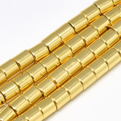 HEMATITA CON BAÑO COLUMNA GOLD 6MM