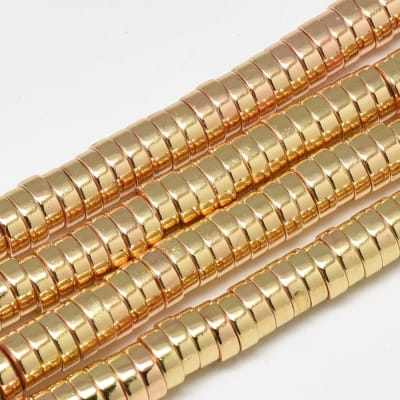 HEMATITA CON BAÑO HEISHI DISCO LIGHT GOLD 6X2MM3