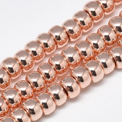 HEMATITA CON BAÑO TIPO DONA ROSE GOLD 6X4MM