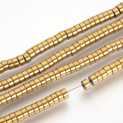 HEMATITA HEISHI DISCO B/ORO 4X2MM