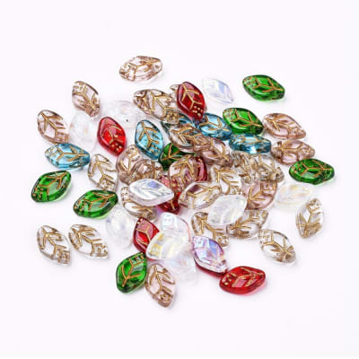 CRISTAL HOJA CON INCRUSTACIONES DORADAS 12X7MM1