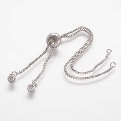 PULSERA CONECTORA VENECIANA BAÑO PLATINO CON DIAMANTE IMIT. 120MM2