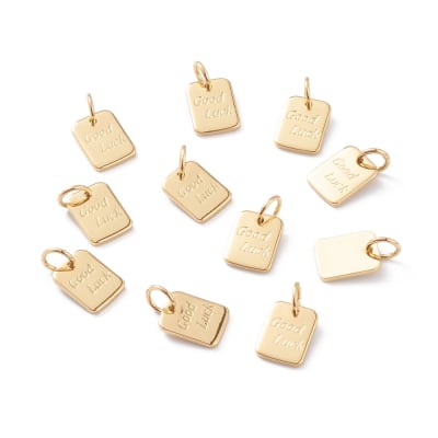 COLGANTE B/ORO PLACA GOOD LUCK 9X7MM