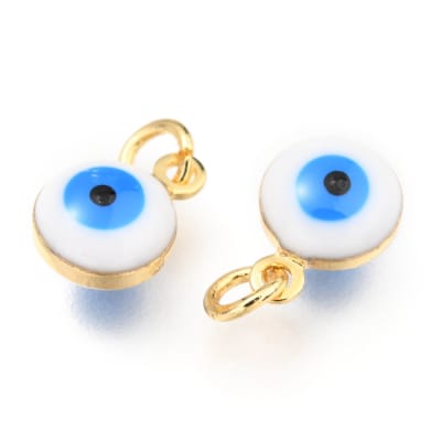 COLGANTE B/ORO OJO TURCO BLANCO Y AZUL 9X6MM1
