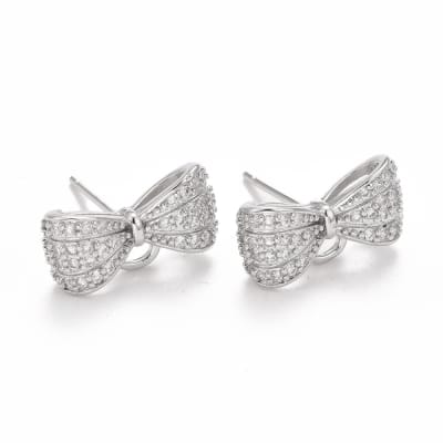 PENDIENTES B/PLATINO LAZO CON ZIRCONES 8X15MM