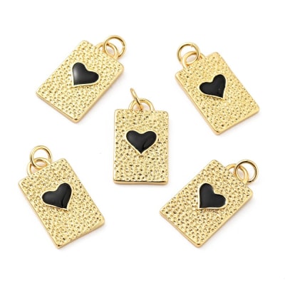 COLGANTE B/ORO RECTANGULO CORAZON NEGRO 19X11MM1