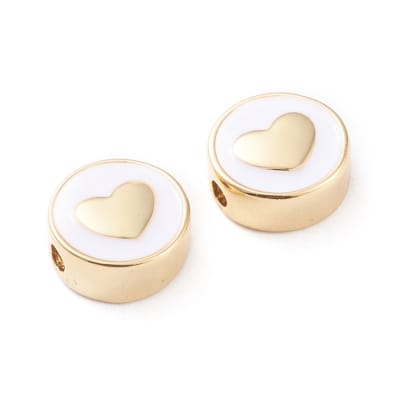 PASADOR B/ORO CORAZON ESMALTADO BLANCO 11X5MM
