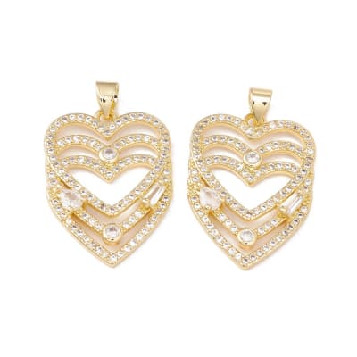 COLGANTE B/ORO TRIPLE CORAZON CON ZIRCONES 26X19MM