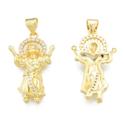 COLGANTE B/ORO DIVINO NIÑO CON ZIRCONES 27X15MM1