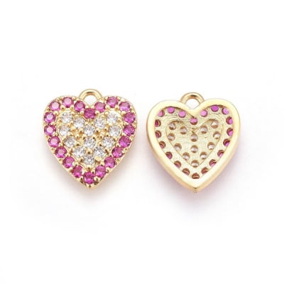 COLGANTE B/ORO CORAZON C/ZIRCONES BORDE ROJO 13X12MM1