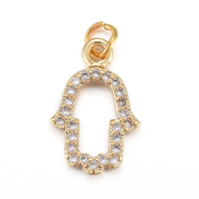 COLGANTE B/ORO MANO DE FATIMA HUECA CON ZIRCONES 16X10MM1