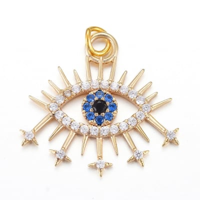 COLGANTE B/ORO OJO CON PESTAÑAS ZIRCONES 19X21MM2