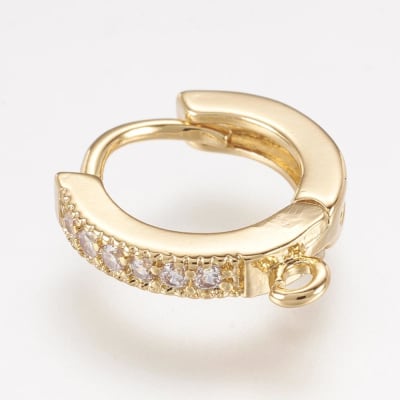 BASE DE ARO B/O ARGOLLA HUGGIE CON ZIRCONES 13.5MM