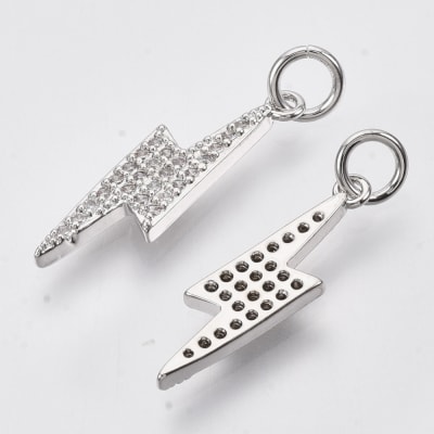 COLGANTE B/PLATINO RELAMPAGO CON ZIRCONES 21X6MM