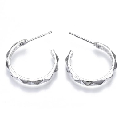 PENDIENTES B/PLATINO ARGOLLA ABIERTA IRREGULAR 24X22MM
