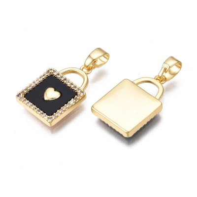 COLGANTE B/ORO CUADRO ESMALTADO C/CORAZON Y ZIRCON 16X11MM1