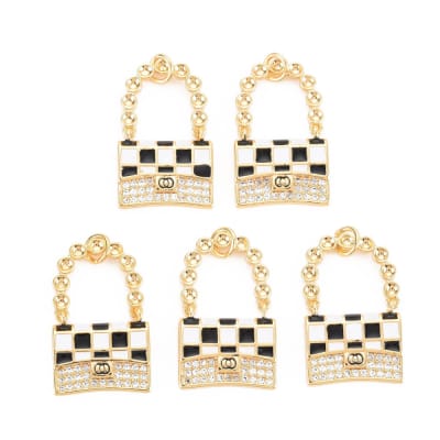 COLGANTE B/ORO BOLSO ESMALTADO B&W C/ZIRCONES1