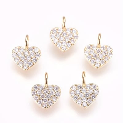 MINI DIJE B/ORO CORAZON CON ZIRCONES 7X5MM