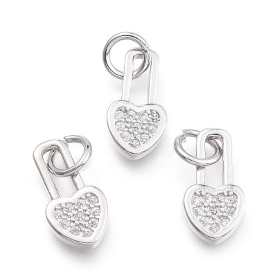 COLGANTE B/PLATINO CORAZON CERRADURA PEQ. CON ZIRCONES 12X6MM