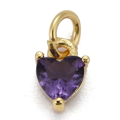 COLGANTE B/ORO CORAZON DE ZIRCON PURPURA 8X5MM