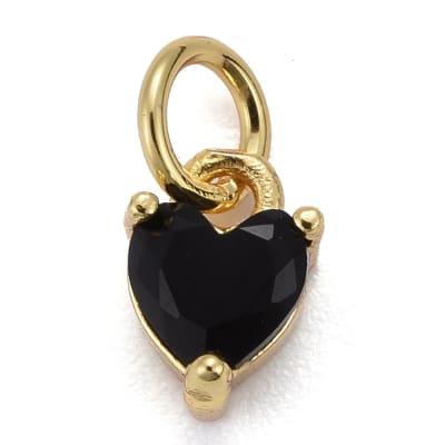 COLGANTE B/ORO CORAZON DE ZIRCON NEGRO 8X5MM