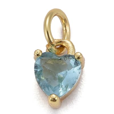 COLGANTE B/ORO CORAZON DE ZIRCON TURQUESA 8X5MM